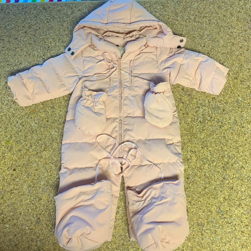 Pink Puffy Baby Snow Suit